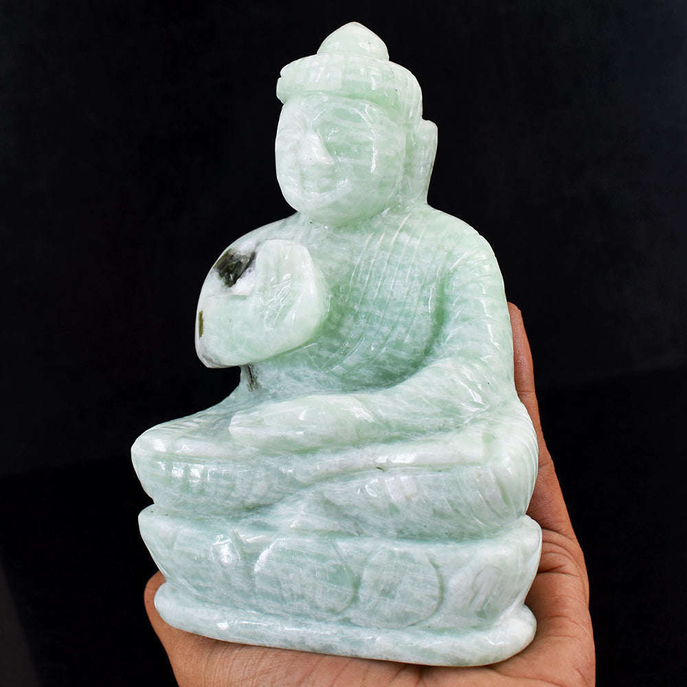 gemsmore:Beautiful Amazonite Hand Carved Lord Buddha