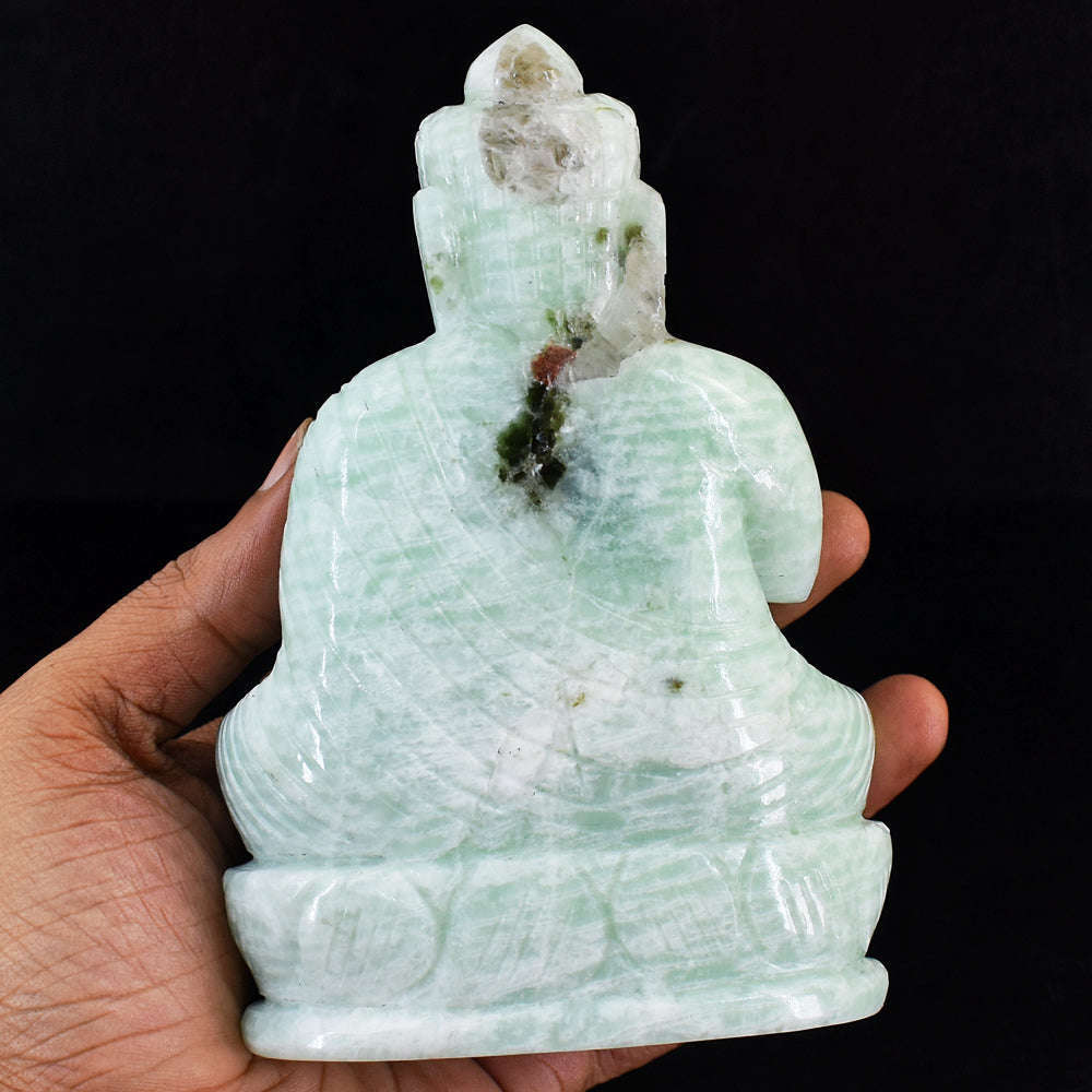 gemsmore:Beautiful Amazonite Hand Carved Lord Buddha