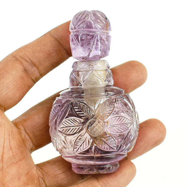 gemsmore:Beautiful Ametrine Hand Carved Genuine Crystal Gemstone Carving Perfume Bottle