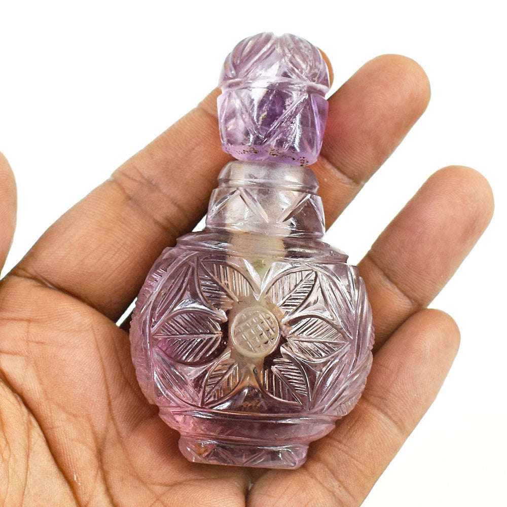 gemsmore:Beautiful Ametrine Hand Carved Genuine Crystal Gemstone Carving Perfume Bottle