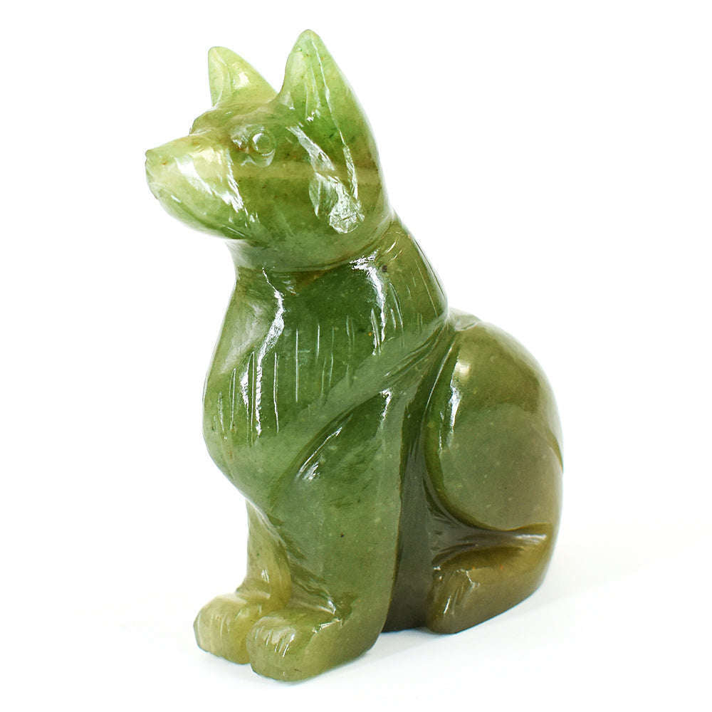 gemsmore:Beautiful Aventurine Hand Carved Genuine Crystal Gemstone Carving Wolf