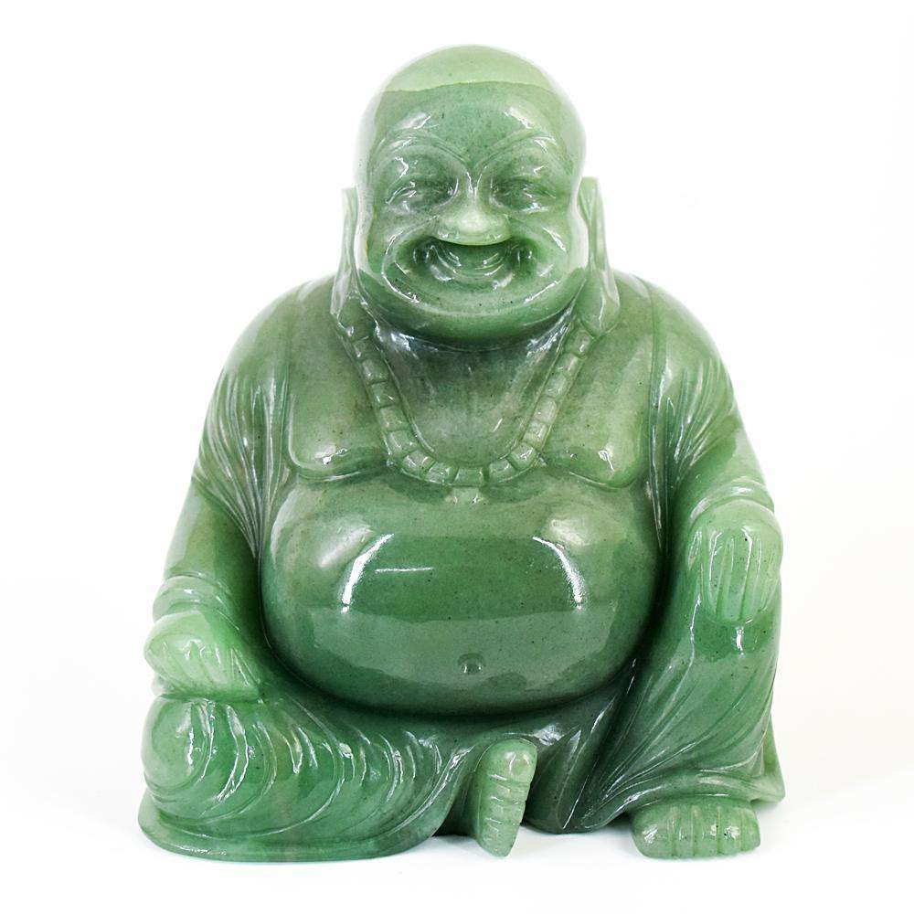 gemsmore:Beautiful Aventurine Hand Carved Genuine Crystal Gemstone Laughing Buddha