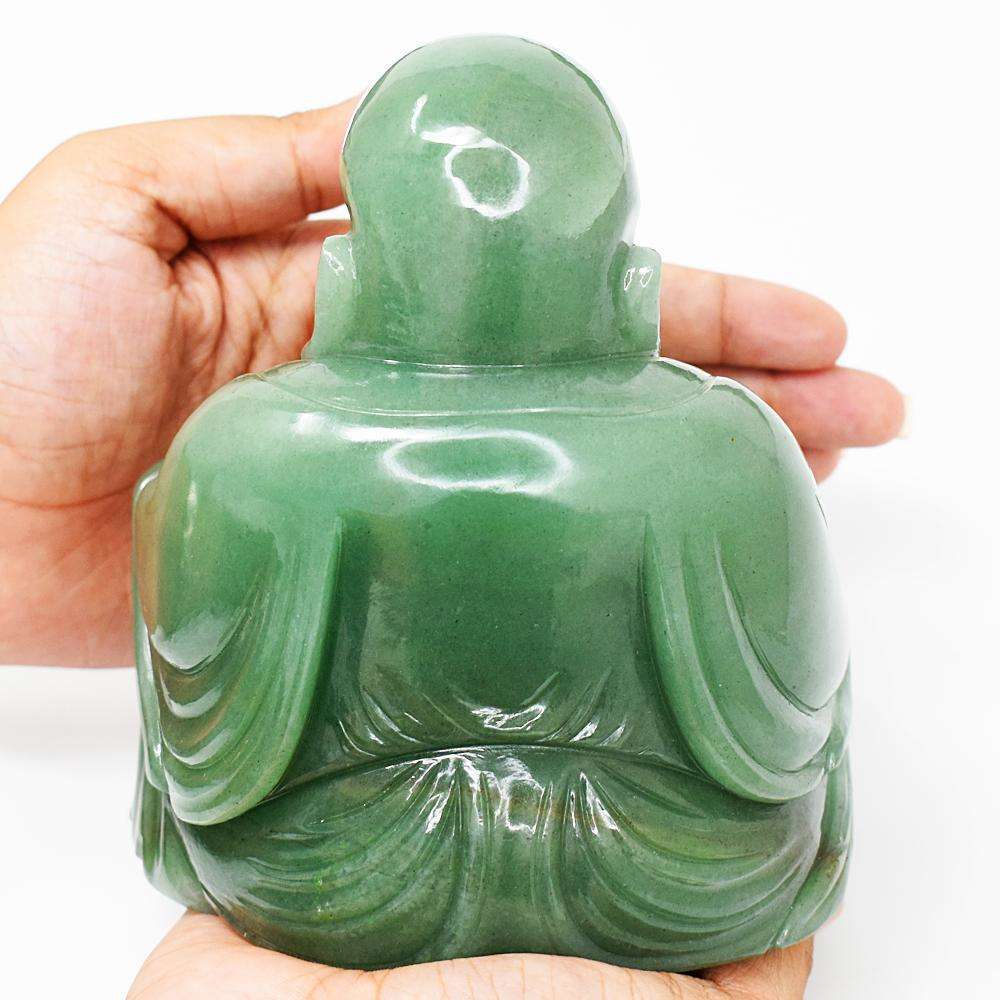 gemsmore:Beautiful Aventurine Hand Carved Genuine Crystal Gemstone Laughing Buddha