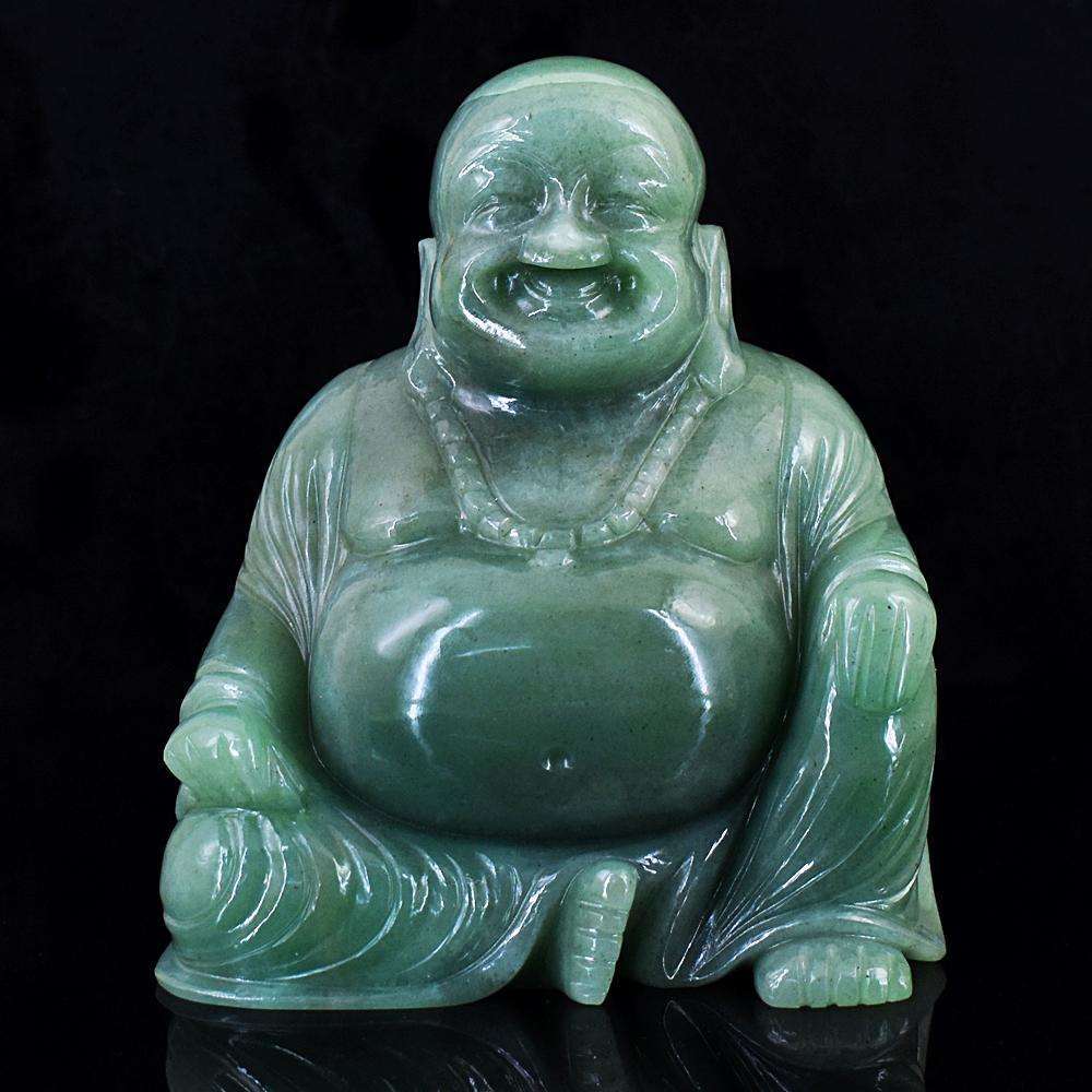 gemsmore:Beautiful Aventurine Hand Carved Genuine Crystal Gemstone Laughing Buddha