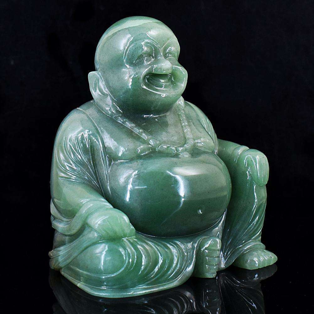 gemsmore:Beautiful Aventurine Hand Carved Genuine Crystal Gemstone Laughing Buddha