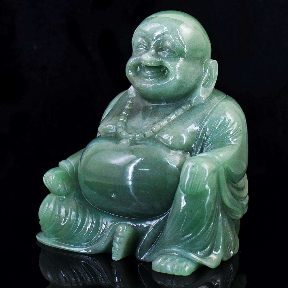 gemsmore:Beautiful Aventurine Hand Carved Genuine Crystal Gemstone Laughing Buddha