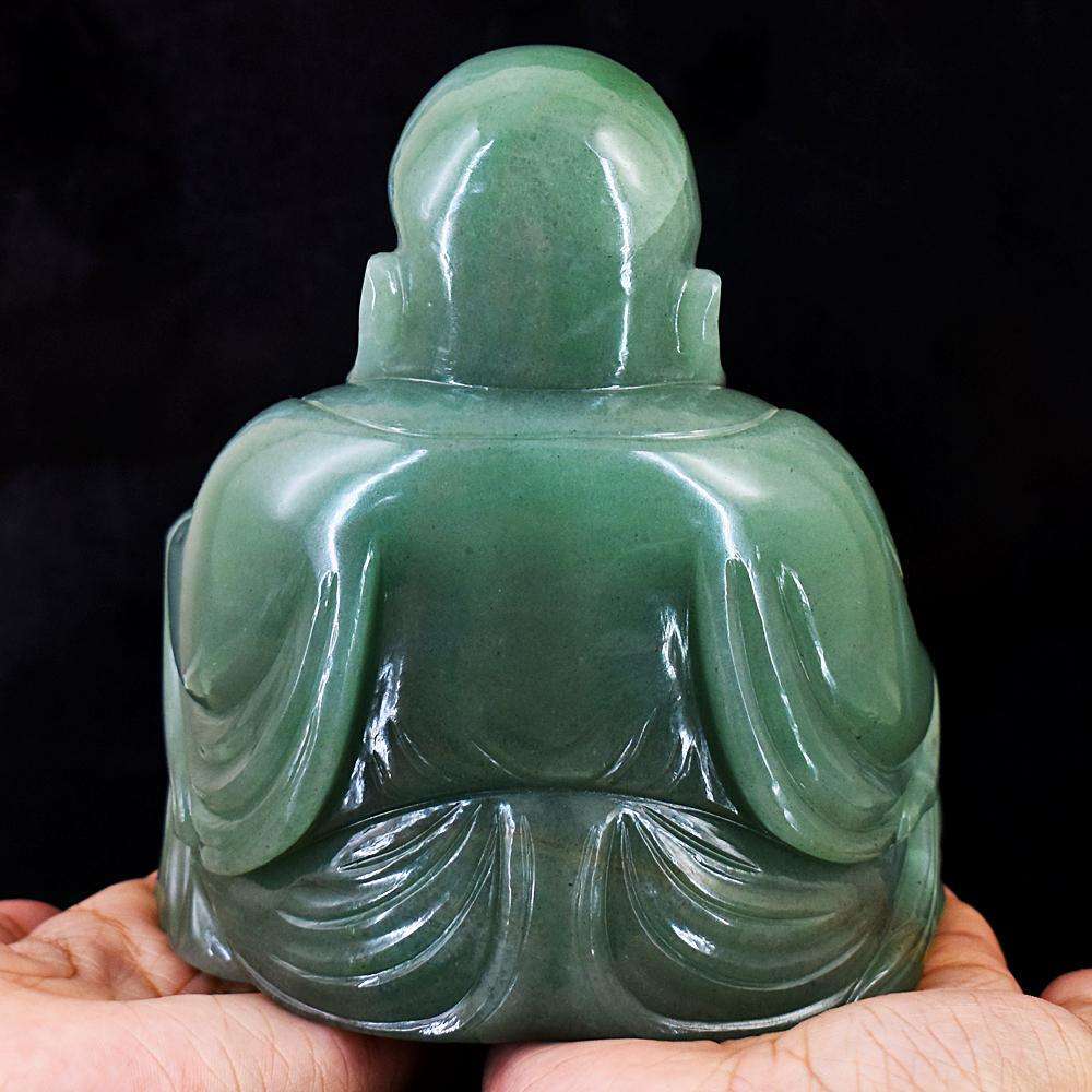 gemsmore:Beautiful Aventurine Hand Carved Genuine Crystal Gemstone Laughing Buddha