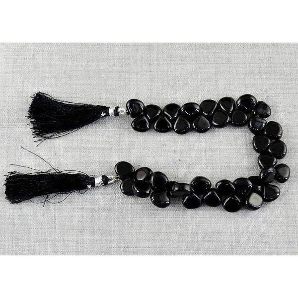 gemsmore:Beautiful Black Spinel Beads Strand Natural Drilled Pear Shape