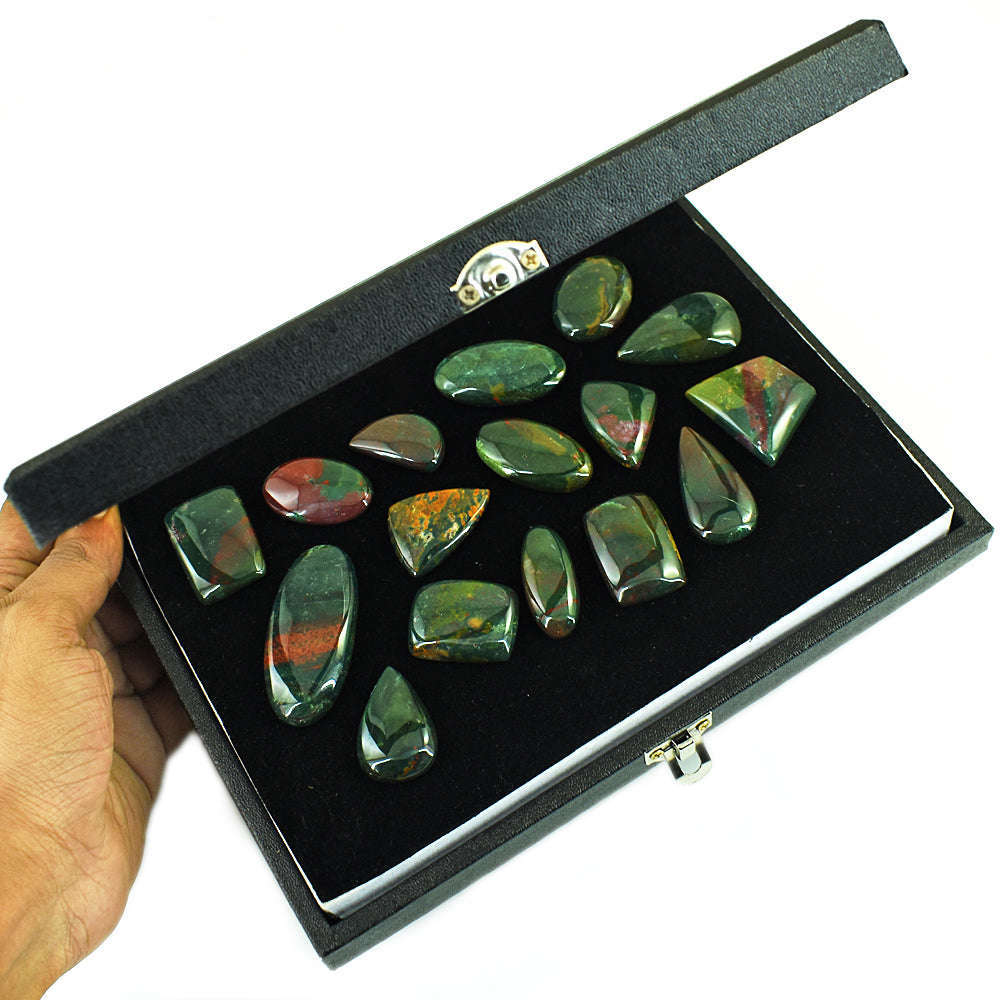 gemsmore:Beautiful Bloodstone  Untreated Gemstone Cabochon Lot