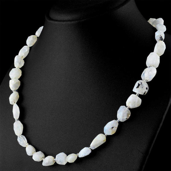 gemsmore:Beautiful Blue Flash Moonstone Necklace Natural Faceted Beads