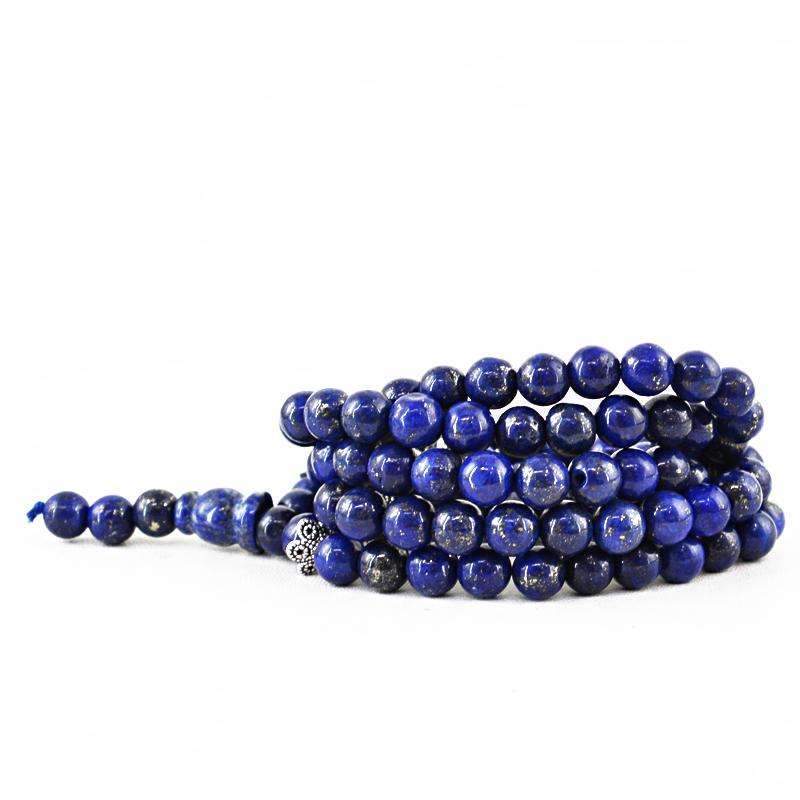 gemsmore:Beautiful Blue Lapis Lazuli Prayer Mala - Natural 108 Beads Necklace