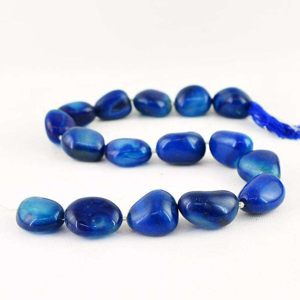 gemsmore:Beautiful Blue Onyx Beads Strand Natural Drilled