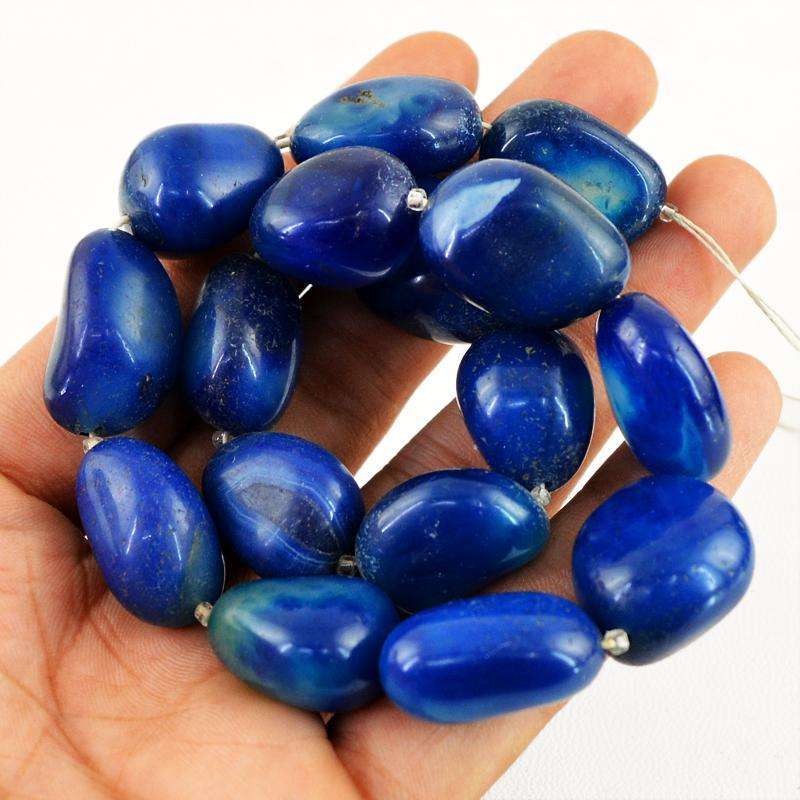 gemsmore:Beautiful Blue Onyx Beads Strand Natural Drilled