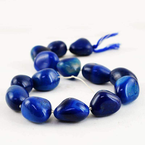 gemsmore:Beautiful Blue Onyx Beads Strand Natural Drilled