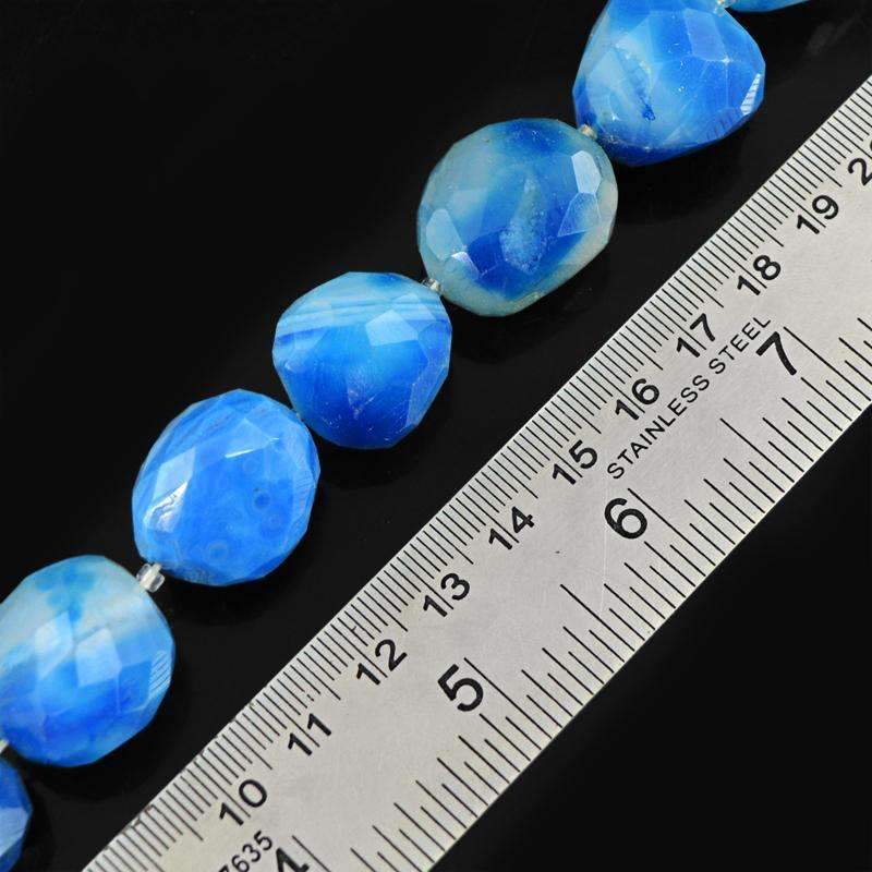 gemsmore:Beautiful Blue Onyx Beads Strand Natural Faceted Drilled