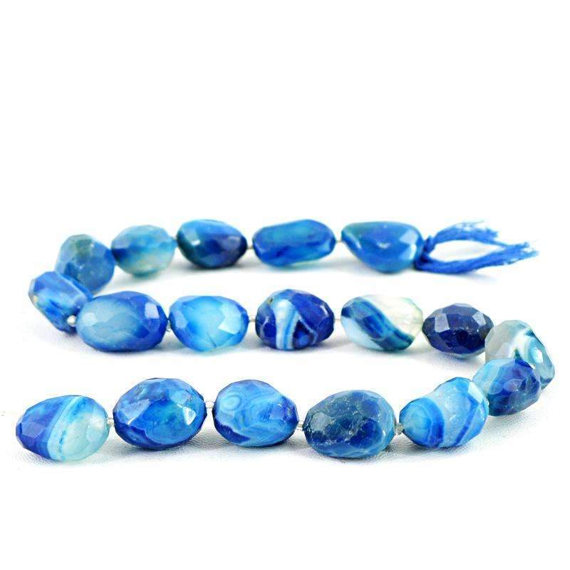 gemsmore:Beautiful Blue Onyx Beads Strand Natural Faceted Drilled