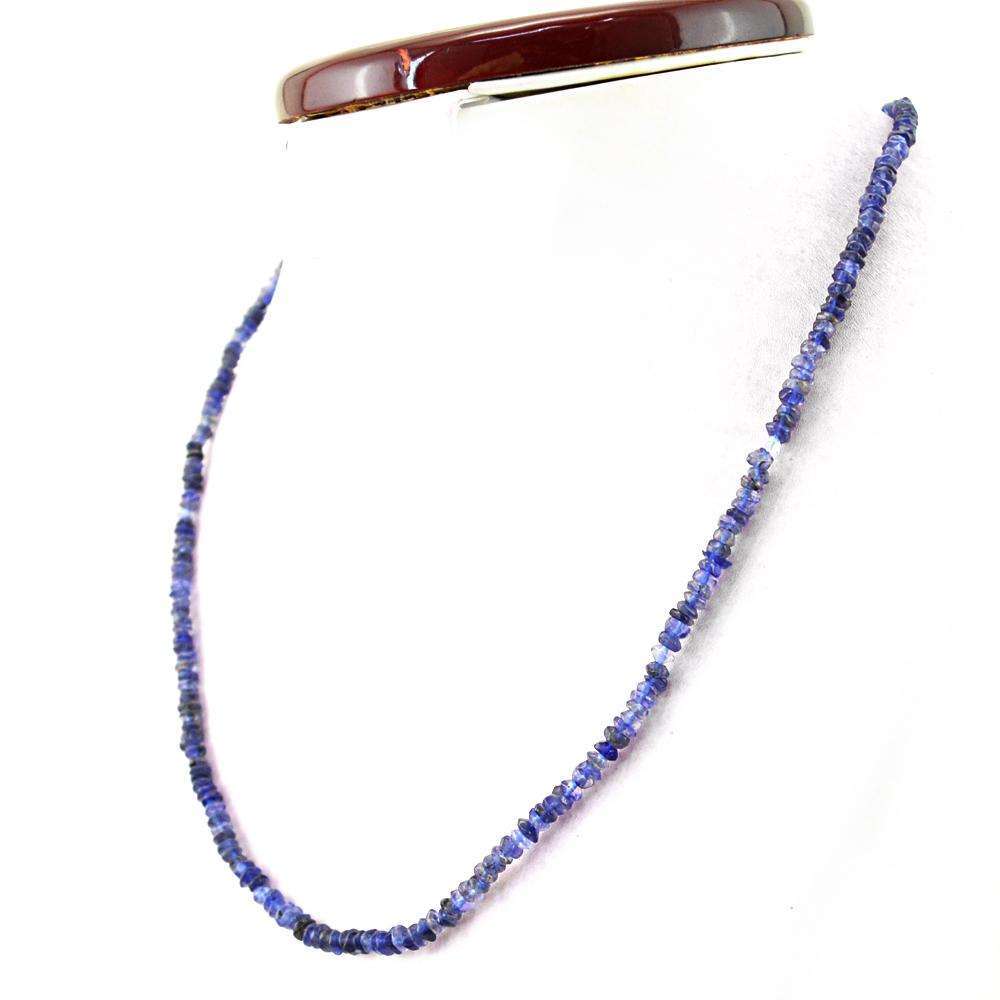 gemsmore:Beautiful Blue Tanzanite Necklace Natural Untreated Beads