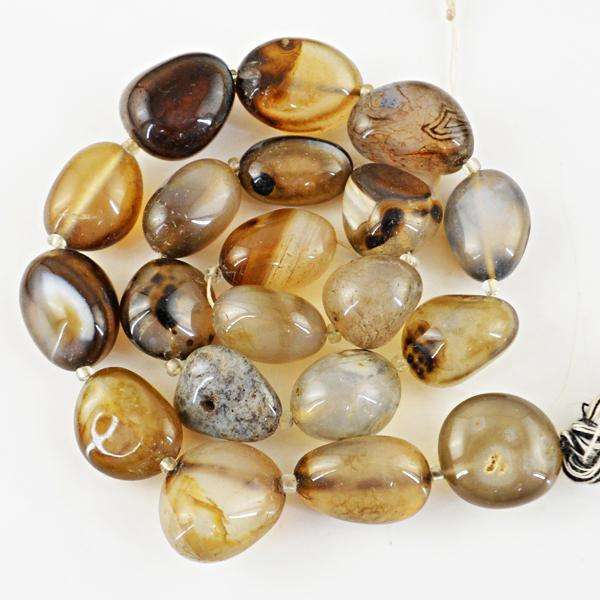 gemsmore:Beautiful Brown Onyx Untreated Drilled  Beads Strand