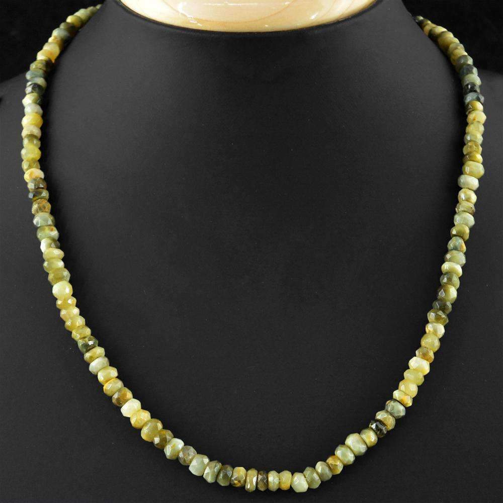 gemsmore:Beautiful Cat's Eye Necklace Natural 20 Inches Long Faceted Round Beads