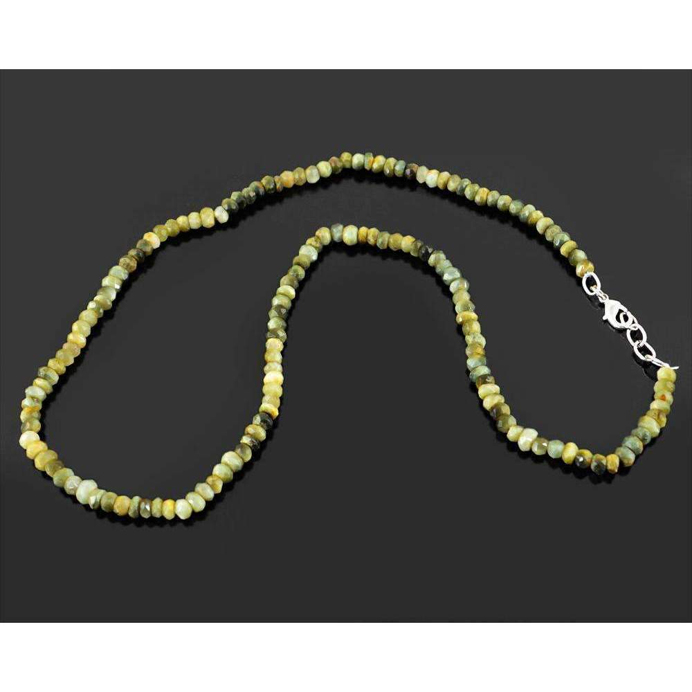 gemsmore:Beautiful Cat's Eye Necklace Natural 20 Inches Long Faceted Round Beads