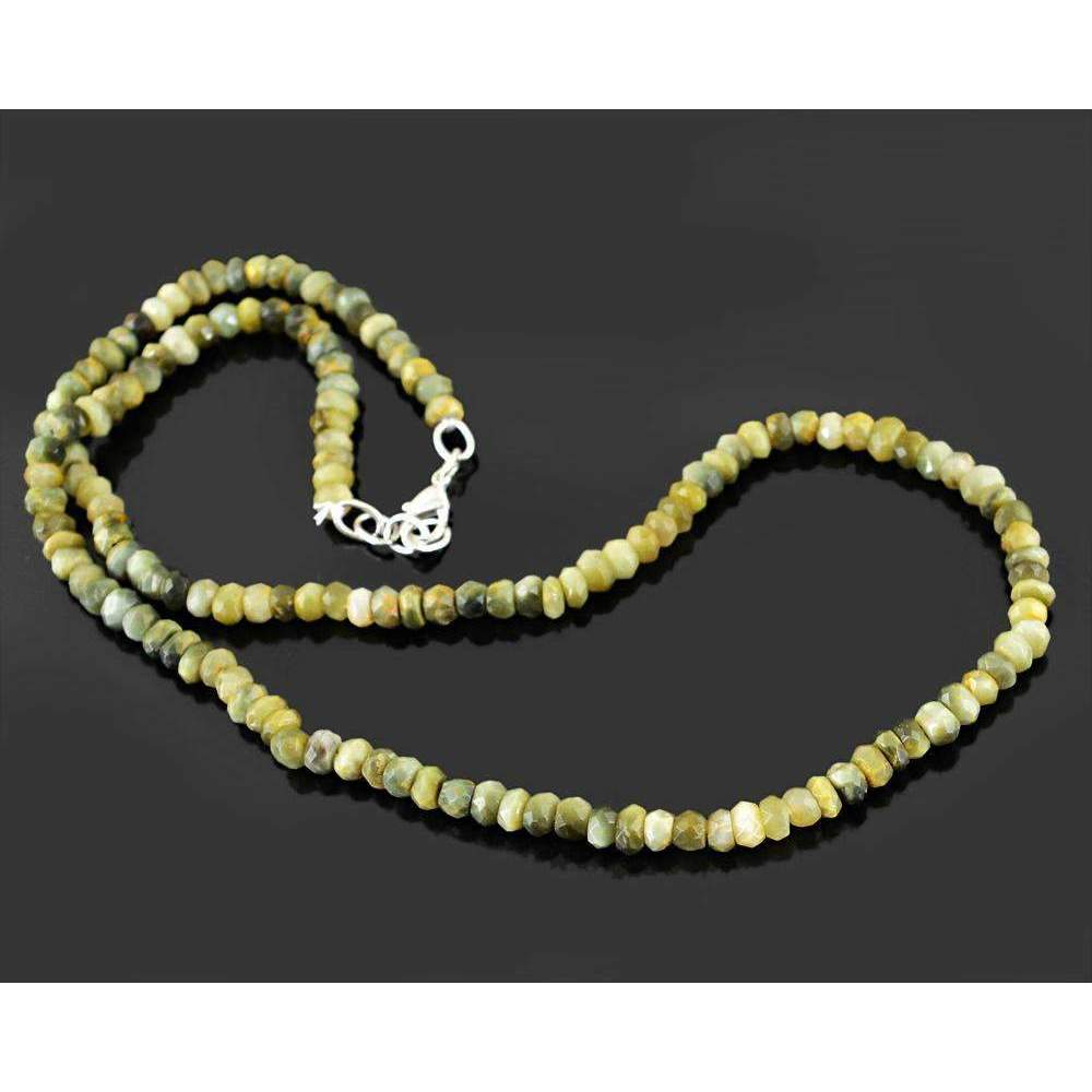 gemsmore:Beautiful Cat's Eye Necklace Natural 20 Inches Long Faceted Round Beads