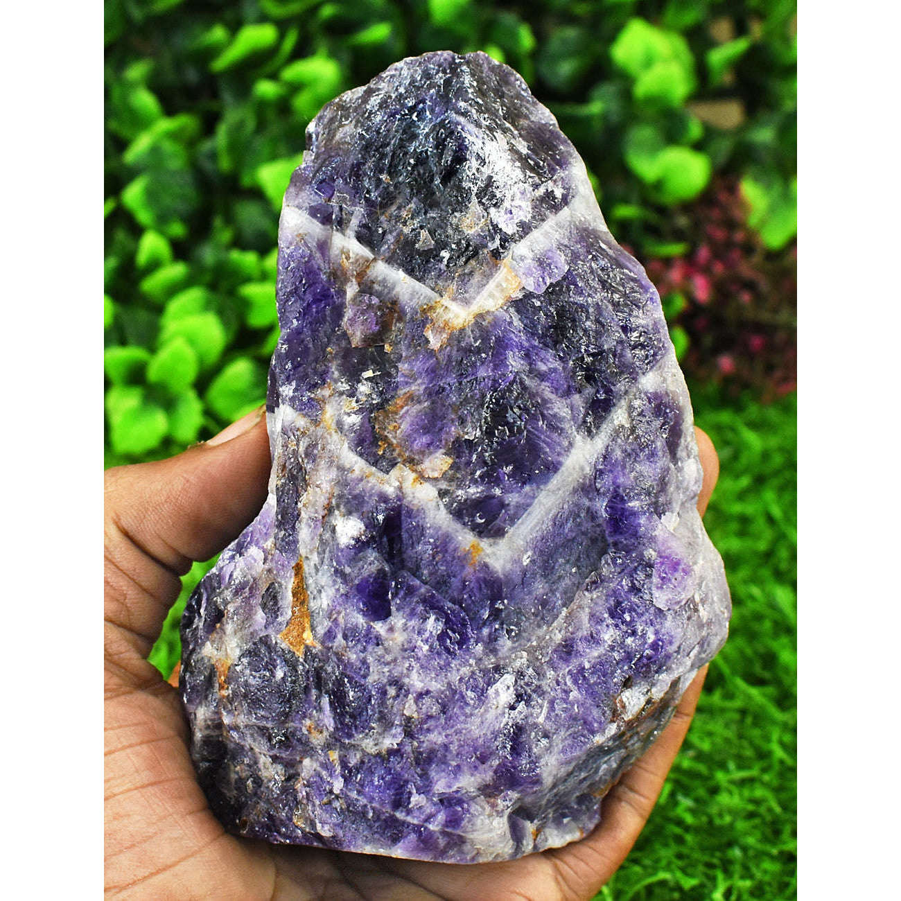 gemsmore:Beautiful Chevron Amethyst Hand Carved Genuine Crystal Gemstone Carving Lord Ganesha
