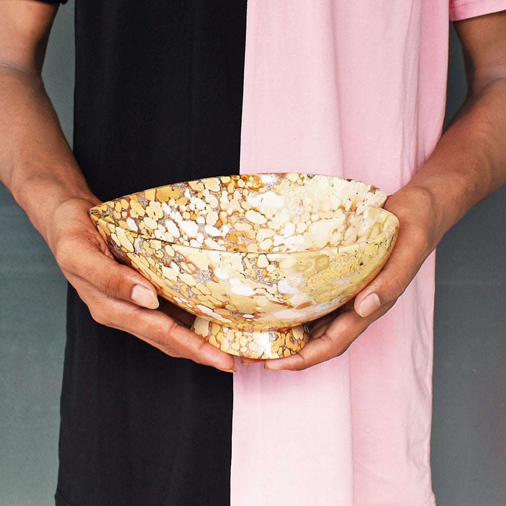 gemsmore:Beautiful Cobra Jasper Hand Carved Genuine Crystal Gemstone Carving Bowl