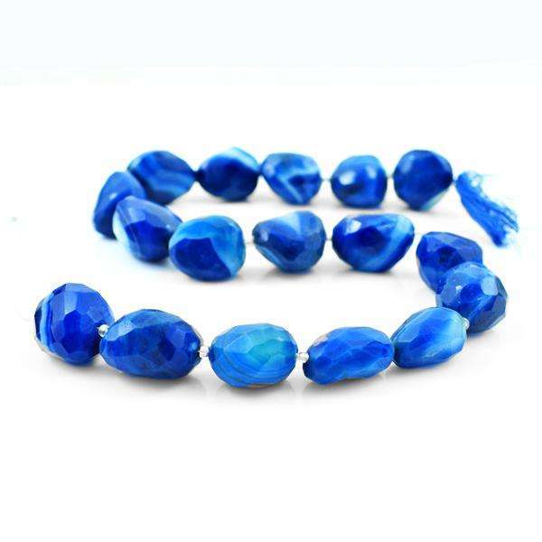 gemsmore:Beautiful Faceted Blue Onyx Drilled Beads Strand