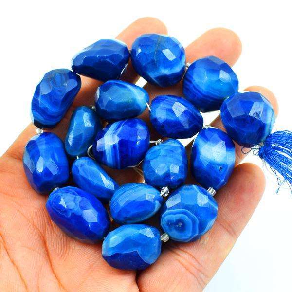 gemsmore:Beautiful Faceted Blue Onyx Drilled Beads Strand