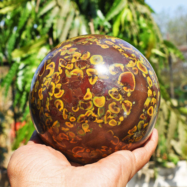 gemsmore:Beautiful Fruit Jasper Carved Crystal Healing Sphere - Massive Size