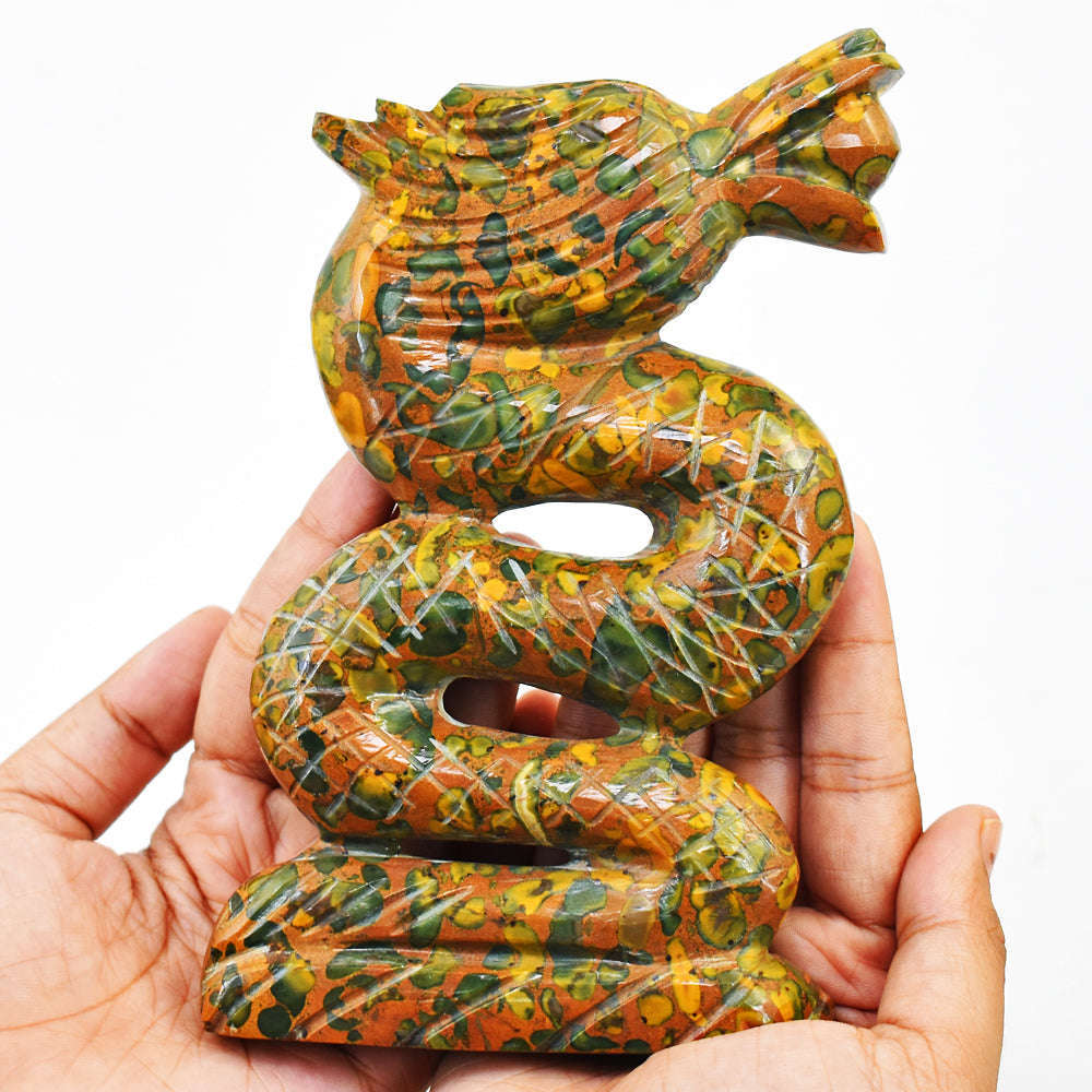 gemsmore:Beautiful  Fruit Jasper Craftsmen Hand Carved  Dragon