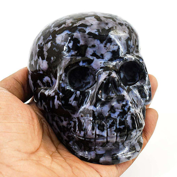 gemsmore:Beautiful Gabrella Jasper Hand Carved Genuine Crystal Gemstone Carving Skull