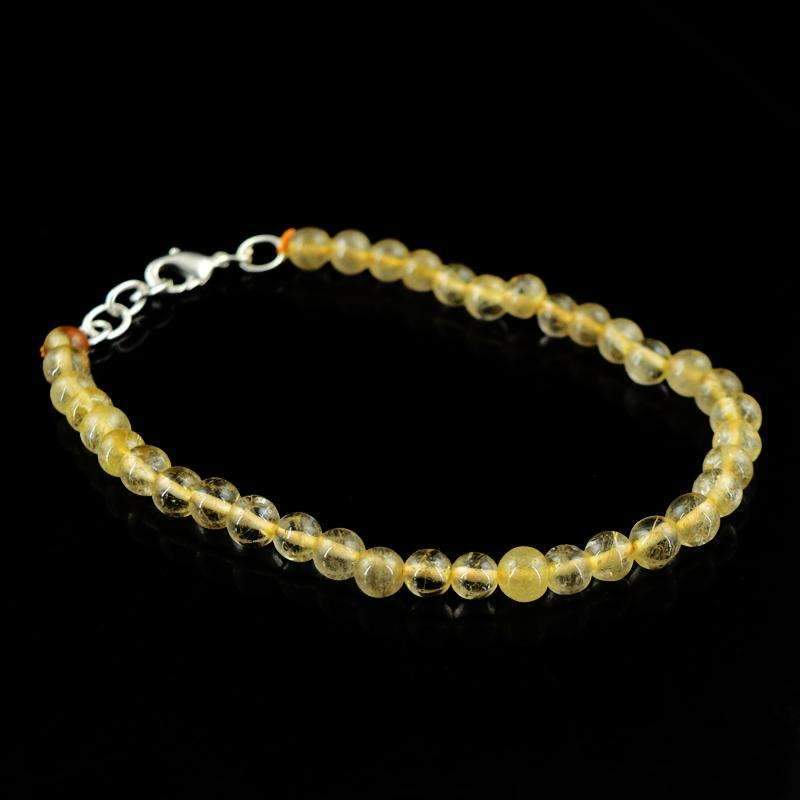 gemsmore:Beautiful Golden Rutile Quartz Bracelet Natural Round Shape Beads