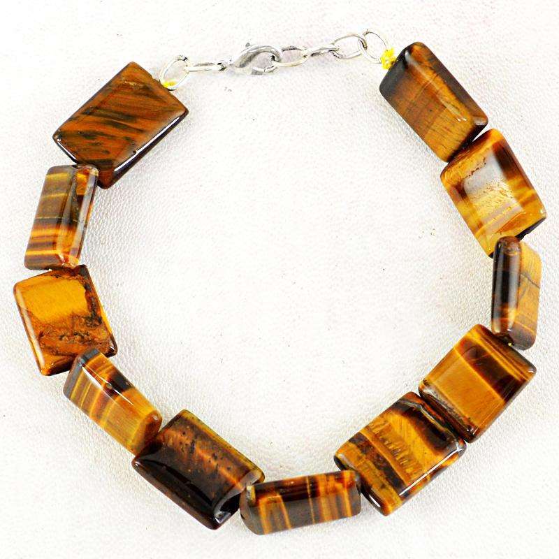 gemsmore:Beautiful Golden Tiger Eye Beads Bracelet Natural Untreated