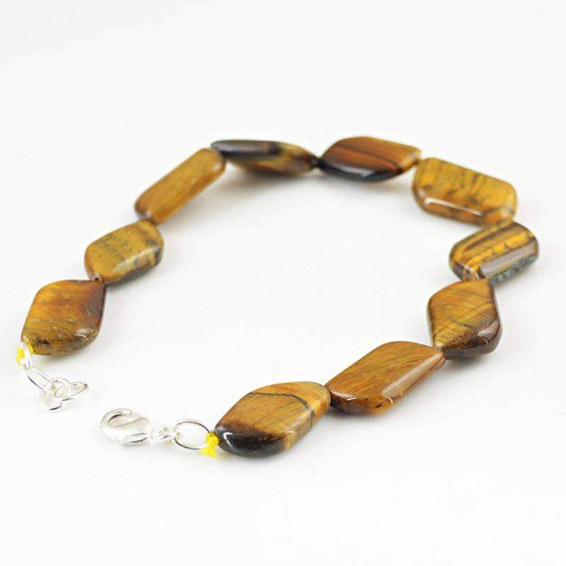 gemsmore:Beautiful Golden Tiger Eye Beads Bracelet Natural Untreated