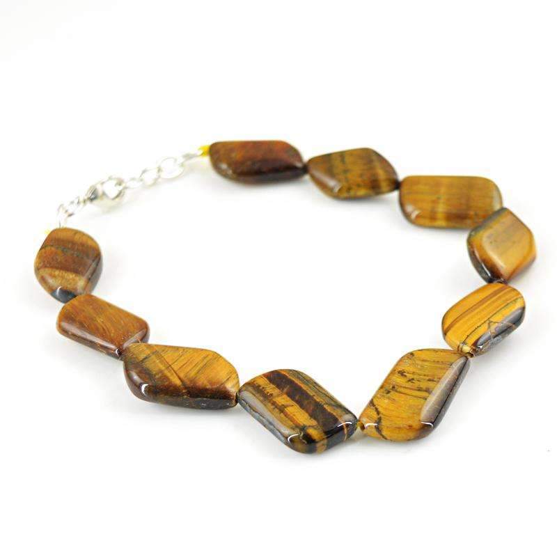 gemsmore:Beautiful Golden Tiger Eye Beads Bracelet Natural Untreated