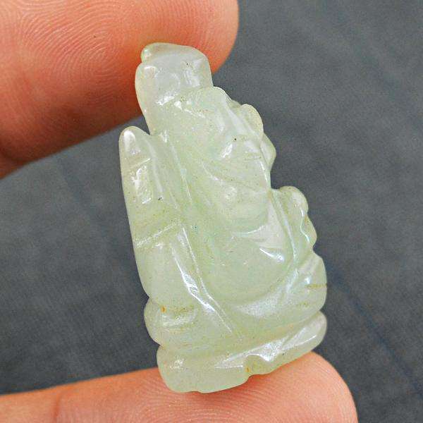 gemsmore:Beautiful Green Aventurine Carved Lord Ganesha Gemstone