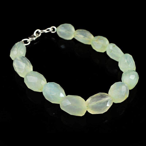 gemsmore:Beautiful Green Chalcedony Bracelet Natural Faceted Beads