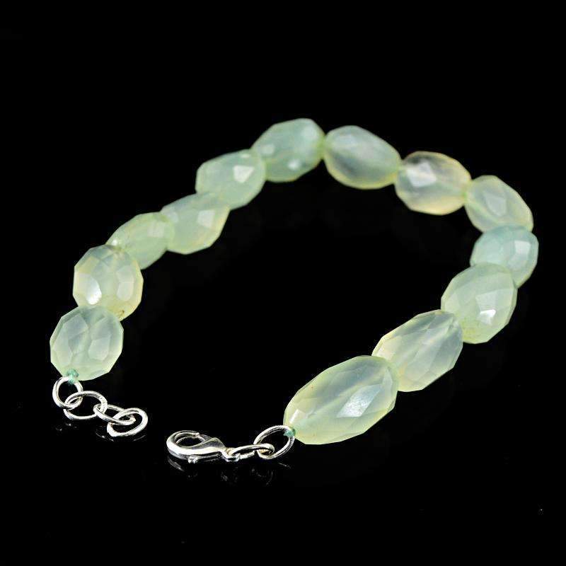 gemsmore:Beautiful Green Chalcedony Bracelet Natural Faceted Beads