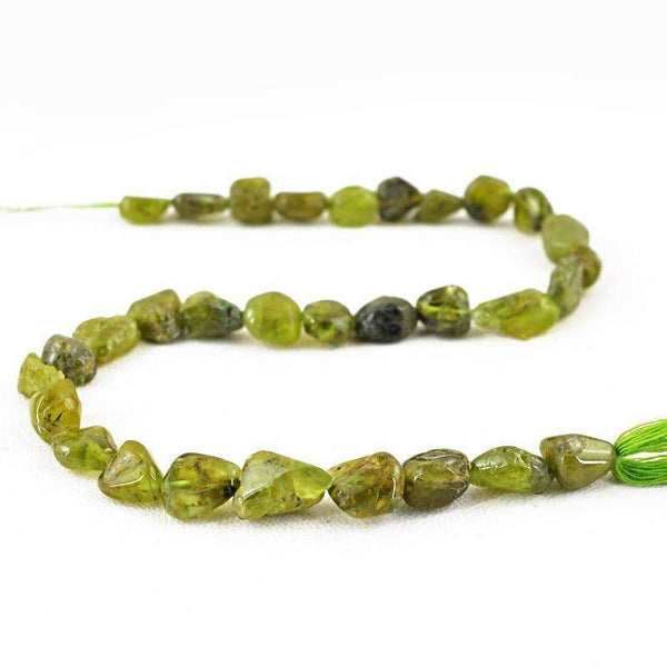 gemsmore:Beautiful Green Garnet Beads Strand - Natural Drilled