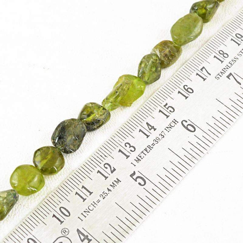 gemsmore:Beautiful Green Garnet Beads Strand - Natural Drilled