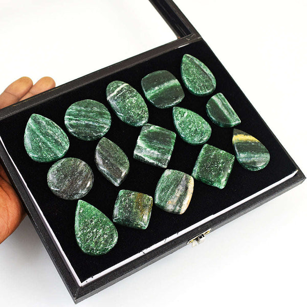 gemsmore:Beautiful Green Jade Untreated Gemstone Cabochon Lot