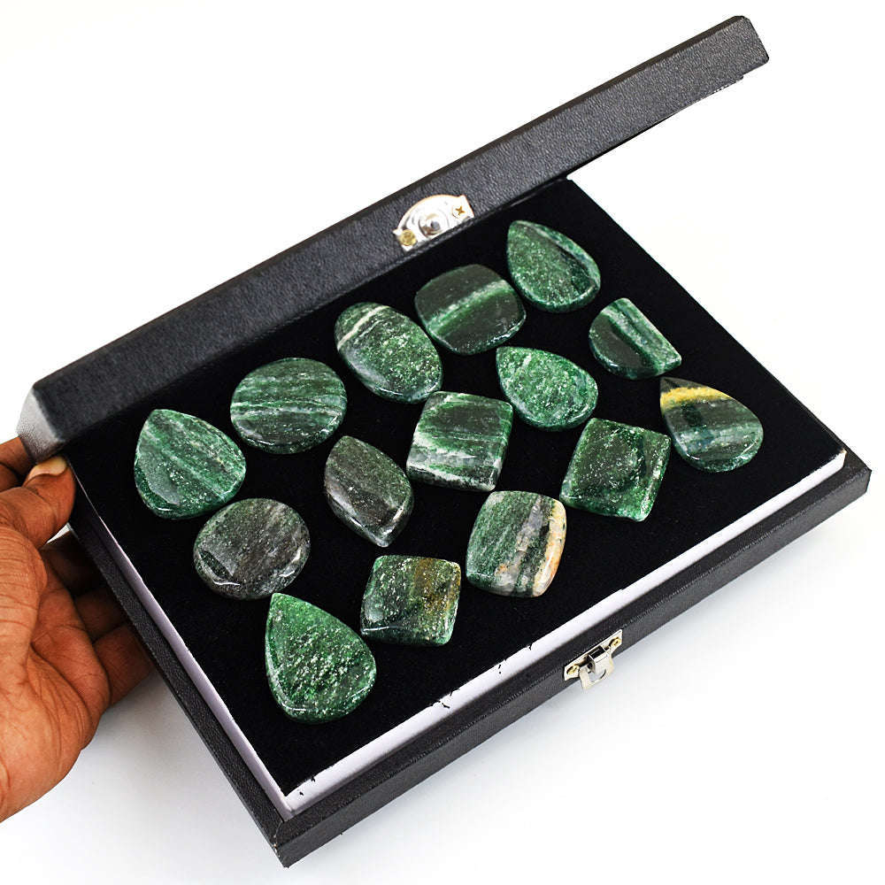 gemsmore:Beautiful Green Jade Untreated Gemstone Cabochon Lot