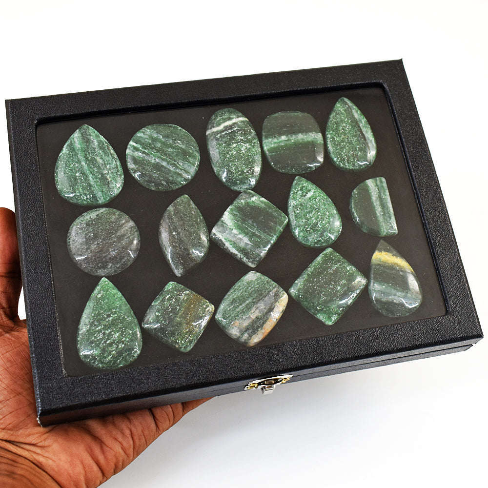 gemsmore:Beautiful Green Jade Untreated Gemstone Cabochon Lot