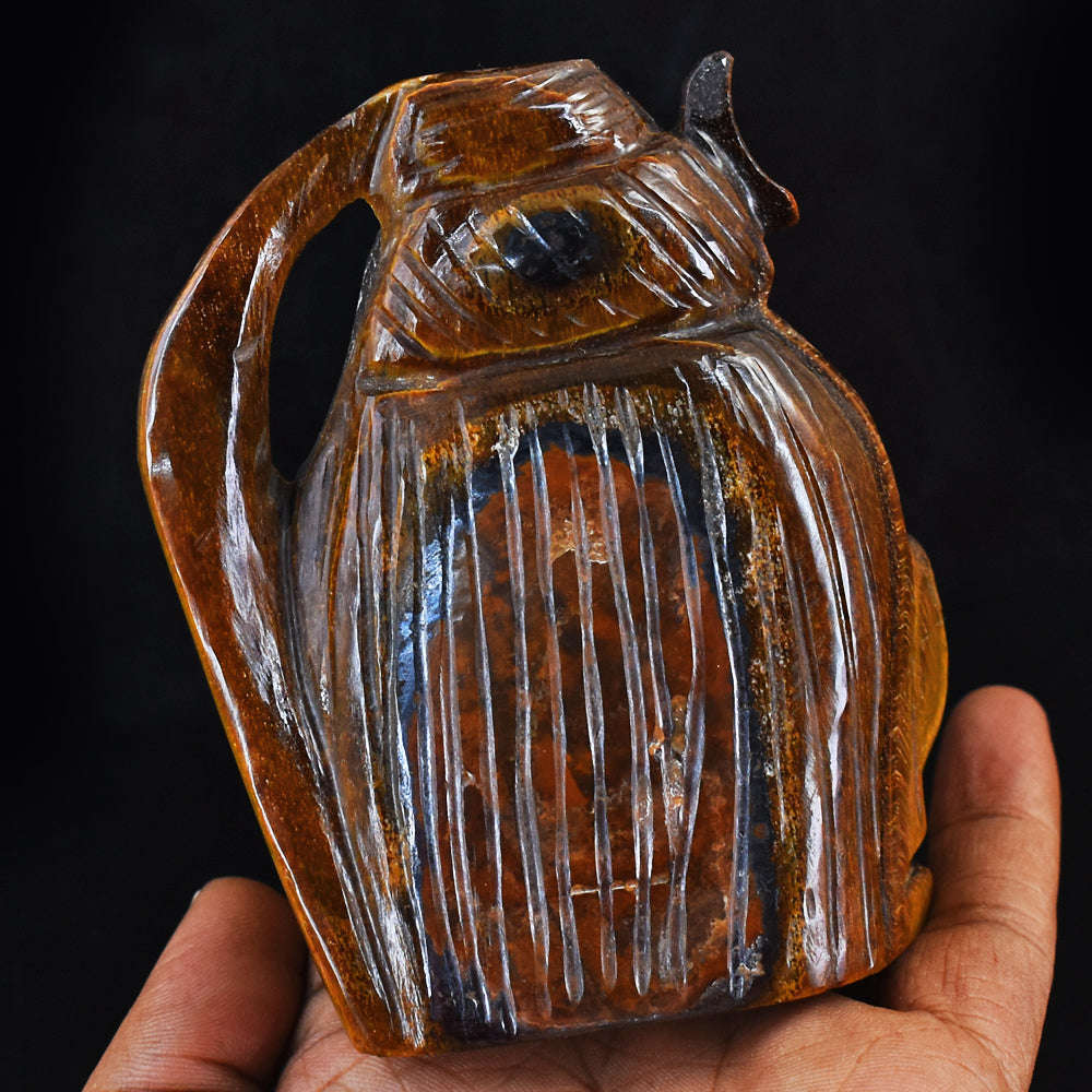 gemsmore:Beautiful Hand Carved Tiger Eye  Lord Shiva Head Gemstone