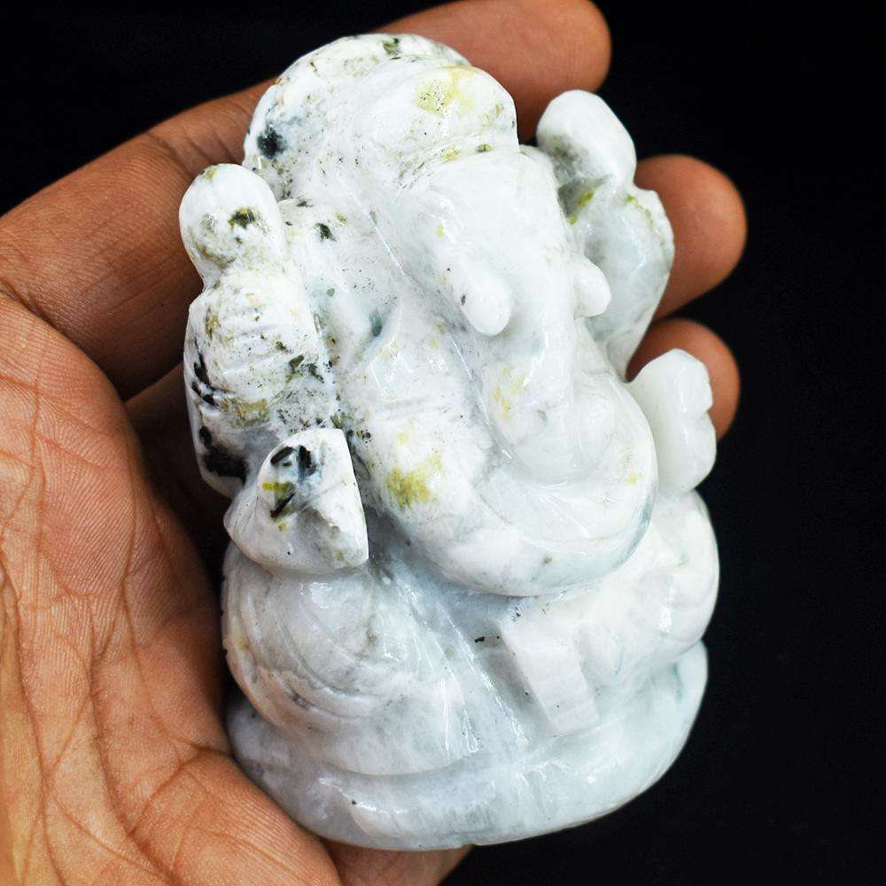 gemsmore:Beautiful Howlite Hand Carved Ganesha