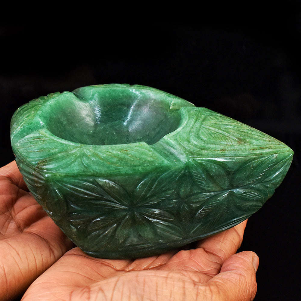 gemsmore:Beautiful Jade Hand Carved Genuine Crystal Gemstone Carving Candle Holder