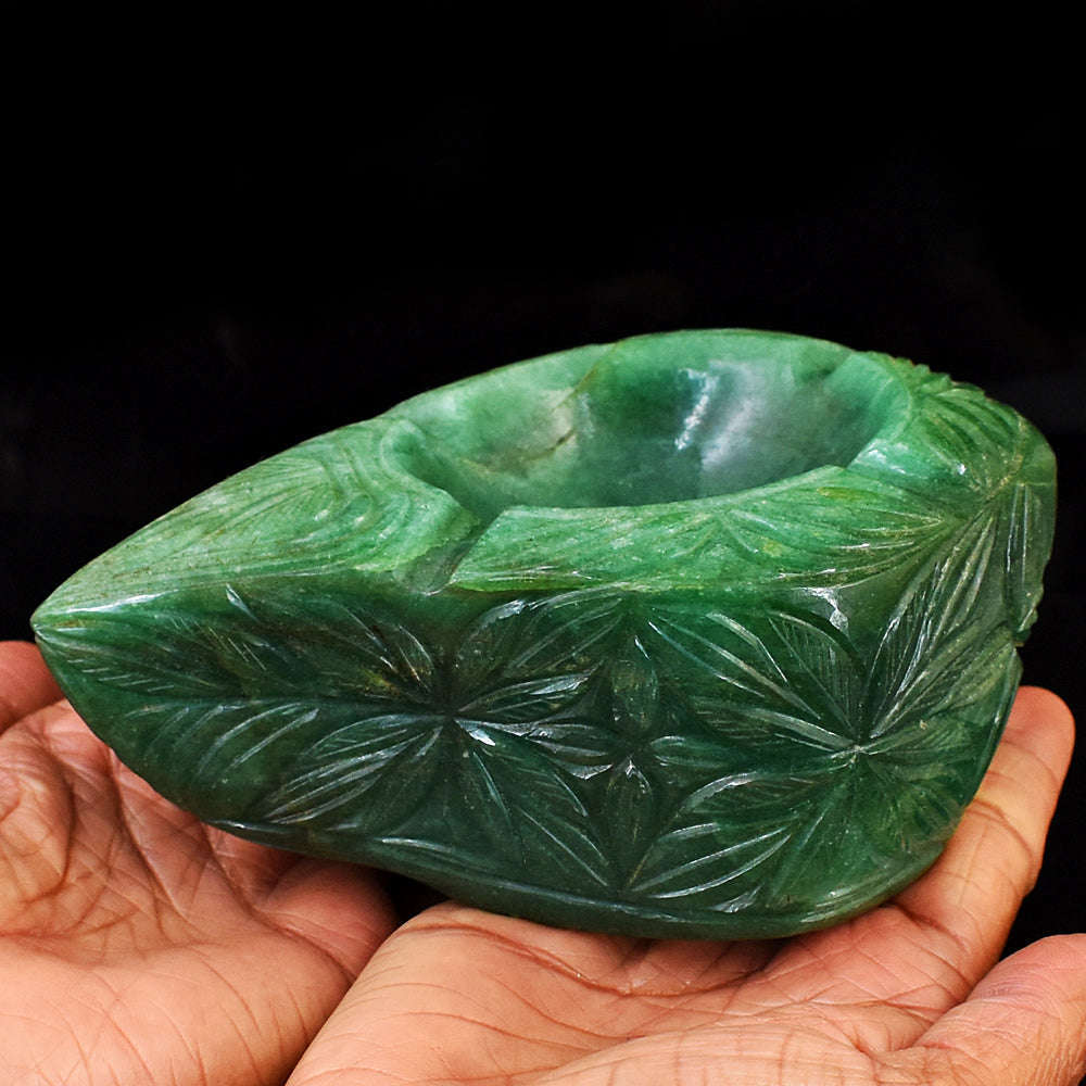 gemsmore:Beautiful Jade Hand Carved Genuine Crystal Gemstone Carving Candle Holder