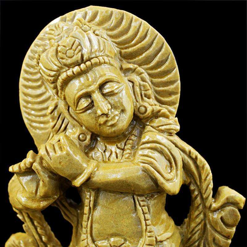 gemsmore:Beautiful Jasper Artisian Carved Lord Krishna Idol