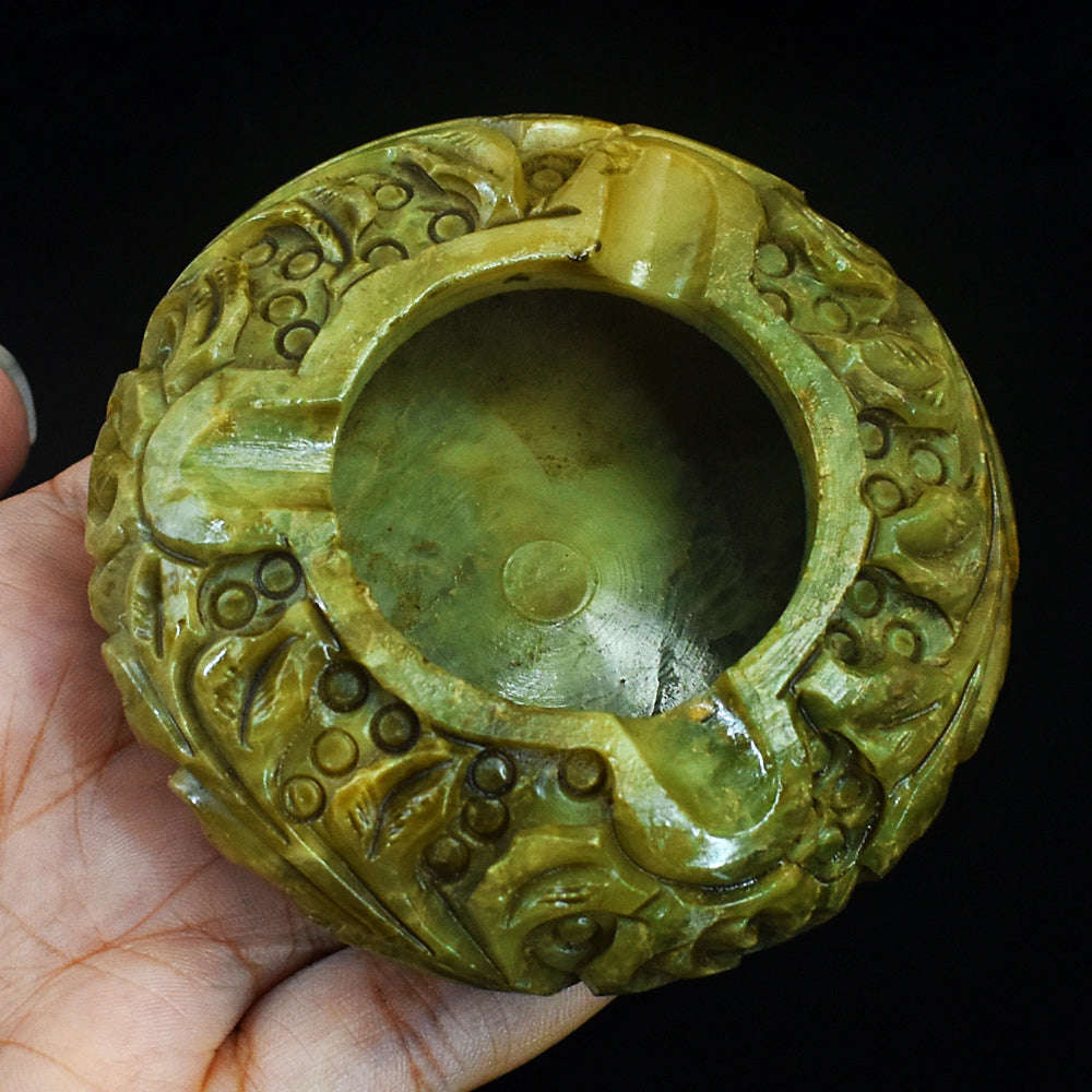 gemsmore:Beautiful Jasper Hand Carved Genuine Crystal Gemstone Carving Ash Trey